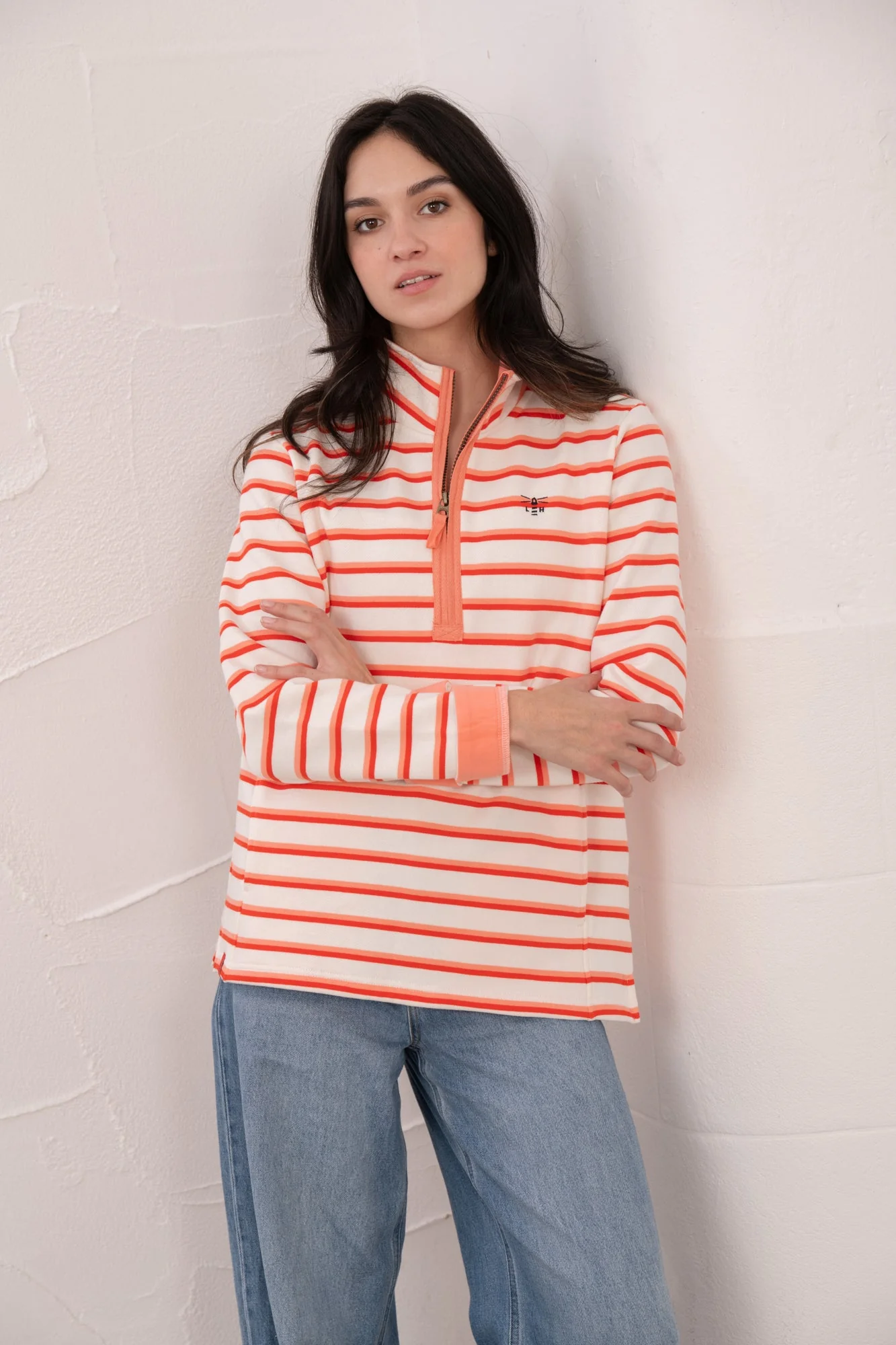 Shore Sweatshirt - Coral Poppy Stripe - Image 5