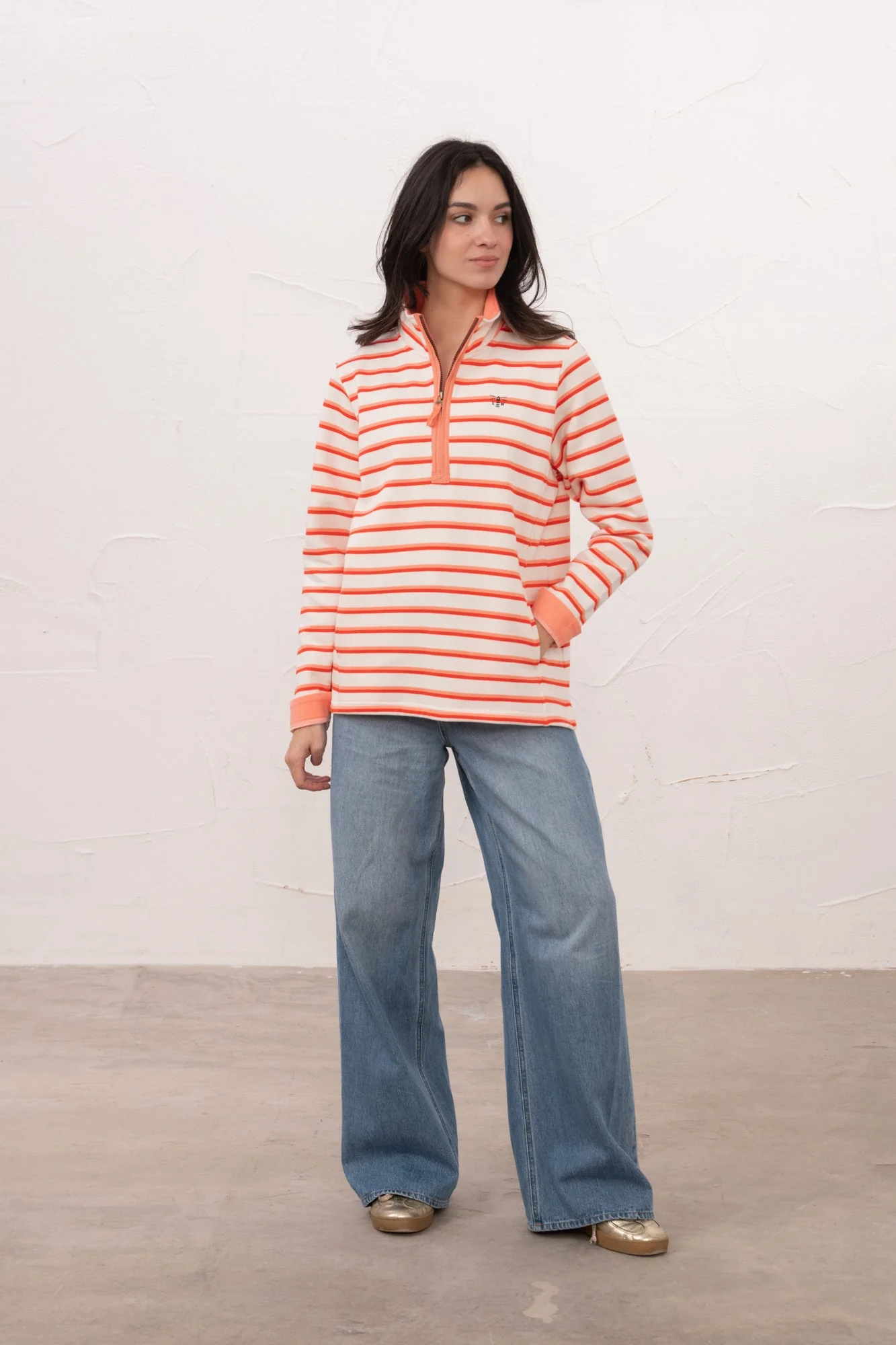 Shore Sweatshirt - Coral Poppy Stripe - Image 7