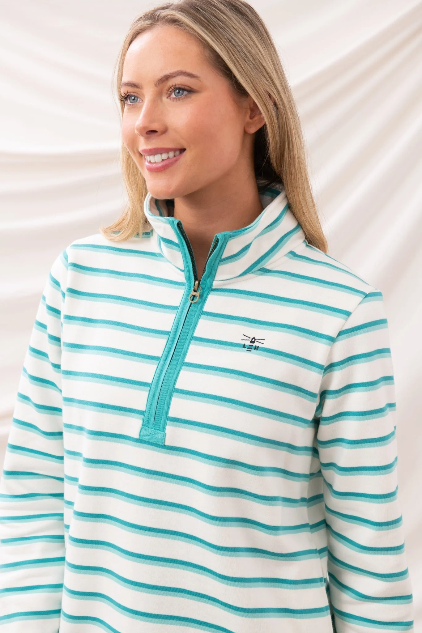Shore Sweatshirt - Soft Teal Stripe - Image 4