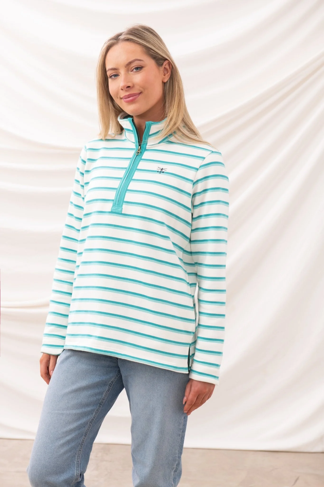 Shore Sweatshirt - Soft Teal Stripe - Image 5