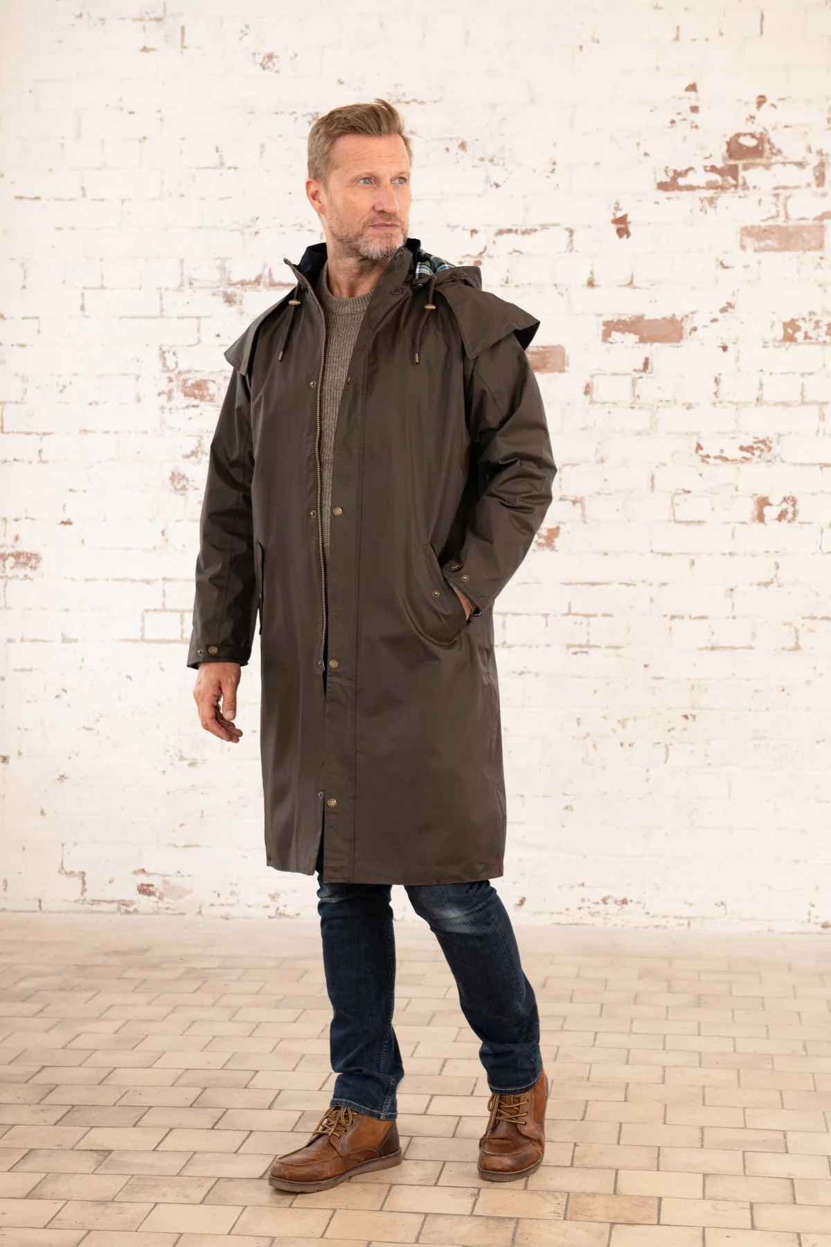 Stockman Full Length Rain Coat - Chocolate - Image 12