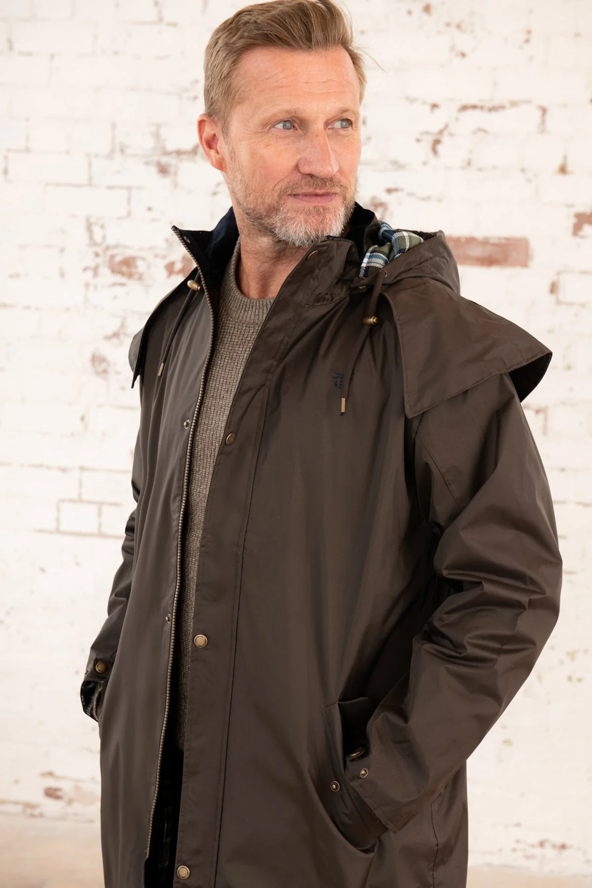 Stockman Full Length Rain Coat - Chocolate - Image 4