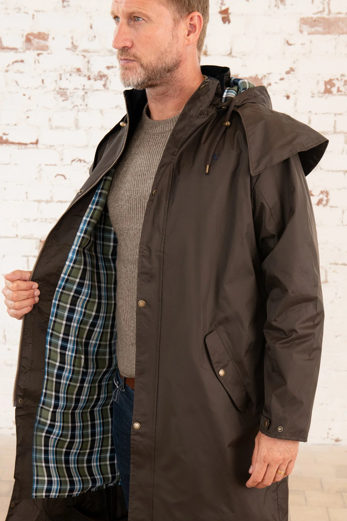 Stockman Full Length Rain Coat - Chocolate - Image 5