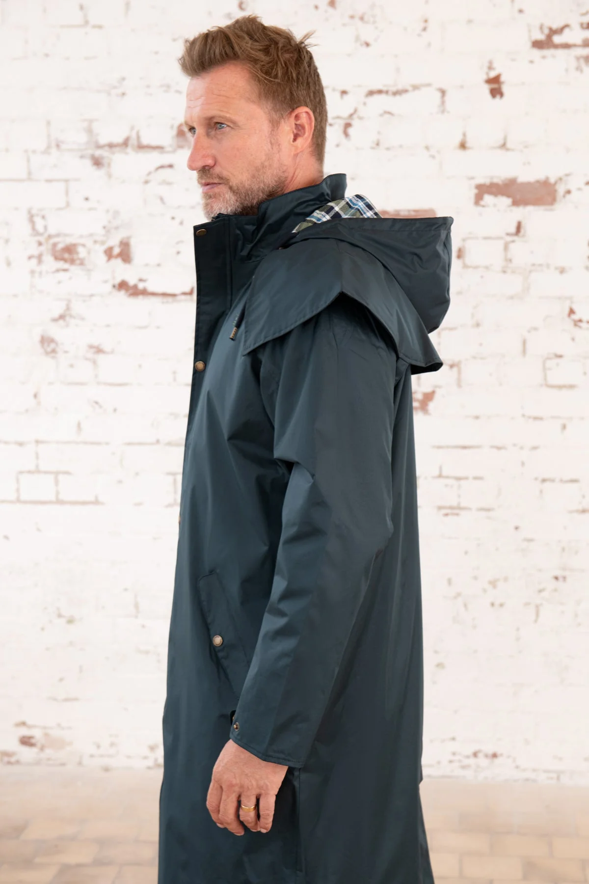 Stockman Full Length Rain Coat - Navy - Image 9