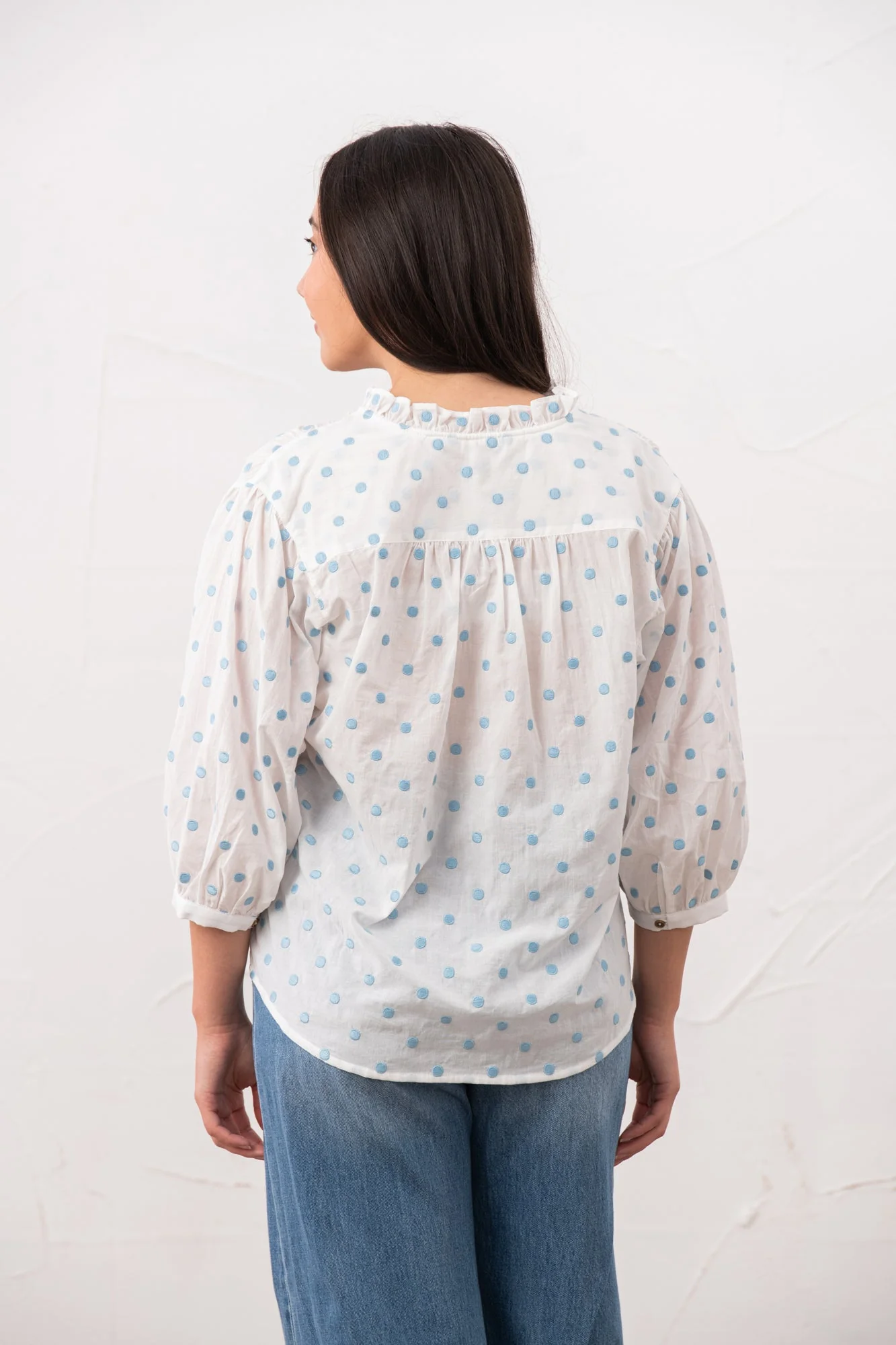 Thea Cotton Blouse - Blue Dot - Image 7