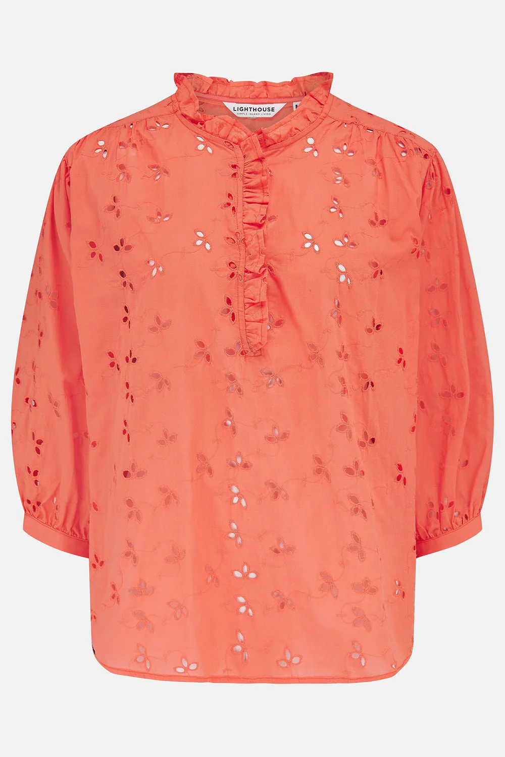 Thea Cotton Blouse - Coral Broderie Anglaise - Image 2