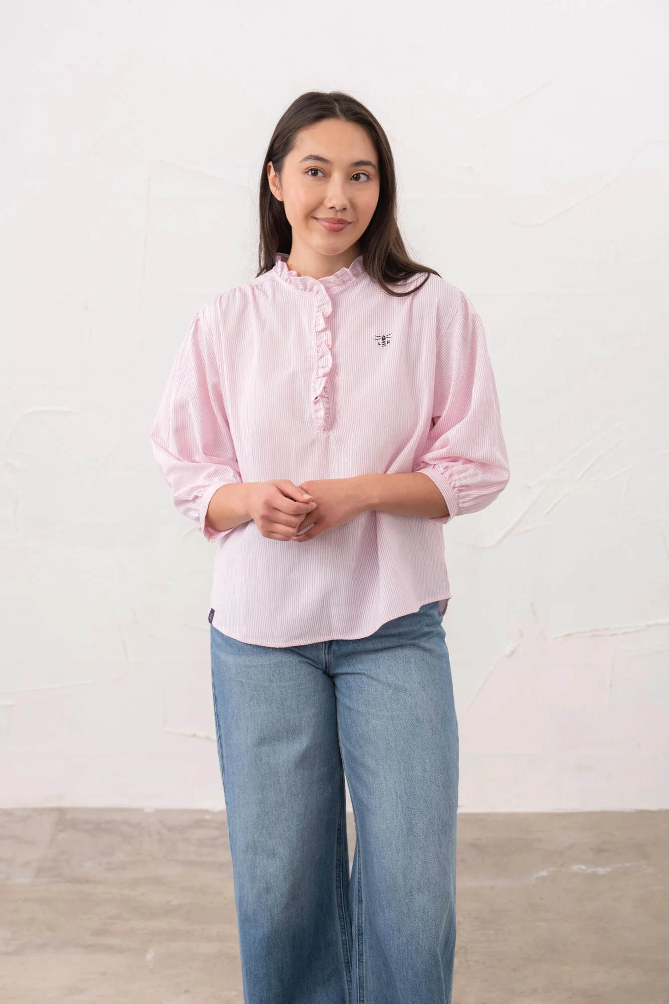 Thea Cotton Blouse - Pink Stripe - Image 3