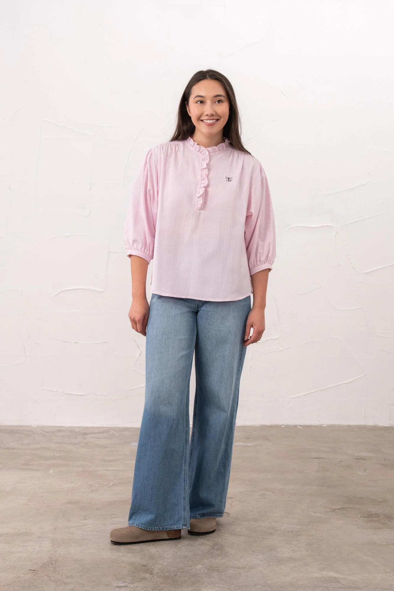 Thea Cotton Blouse - Pink Stripe - Image 4