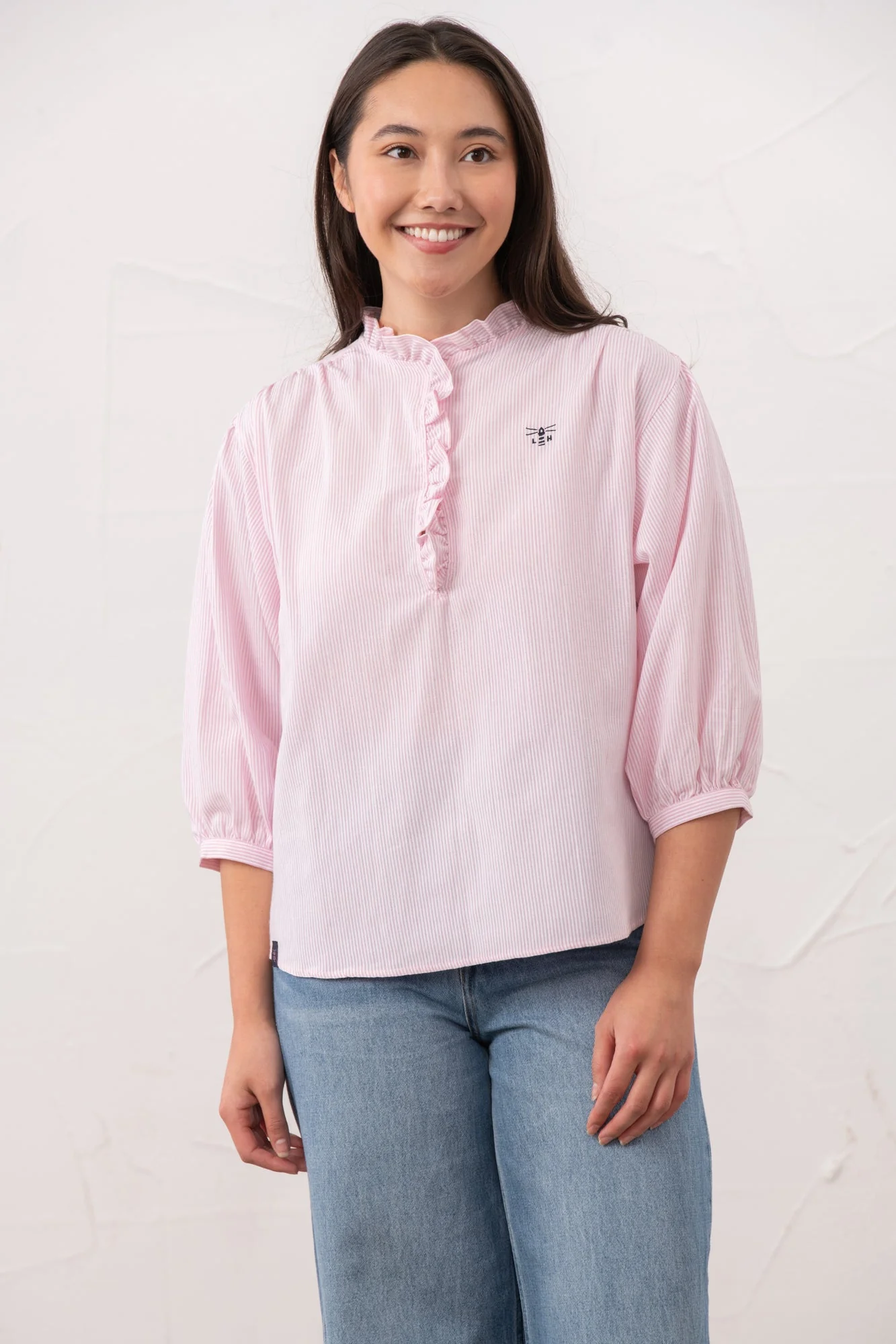 Thea Cotton Blouse - Pink Stripe - Image 6